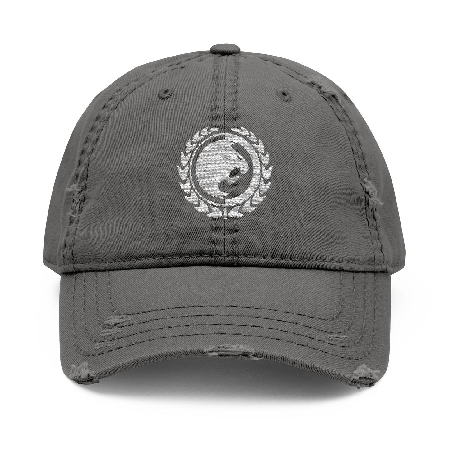 Renzo Gracie White Logo Distressed Dad Hat (Embroidery)