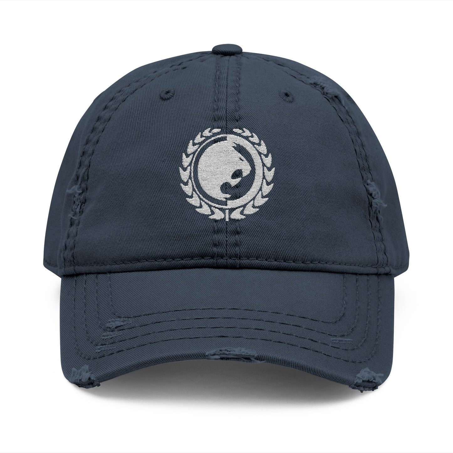 Renzo Gracie White Logo Distressed Dad Hat (Embroidery)