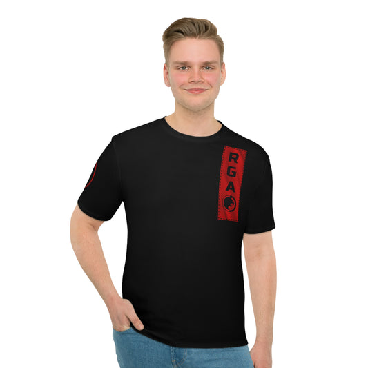 Men's Black Graphic T-Shirt with Red Accents - Casual Streetwear