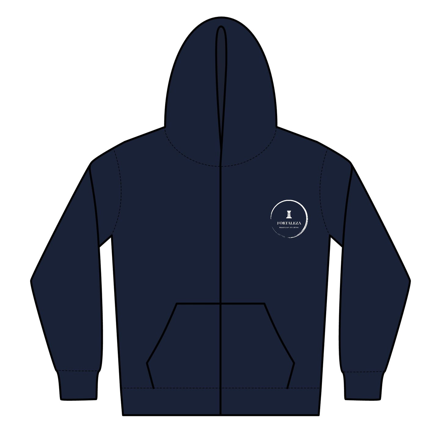 Youth Heavy Blend Zipped Hoodie - White Renzo Gracie Logo