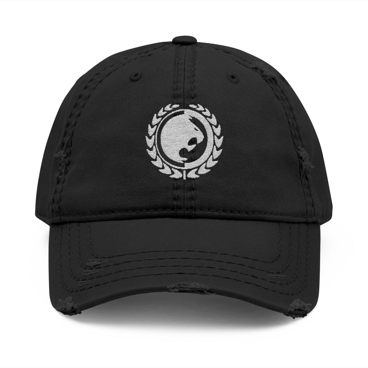 Renzo Gracie White Logo Distressed Dad Hat (Embroidery)