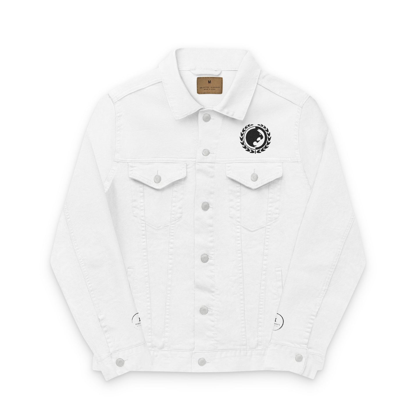 Renzo Gracie Fort Logo Stylish White Unisex Denim Jacket with Embroidery