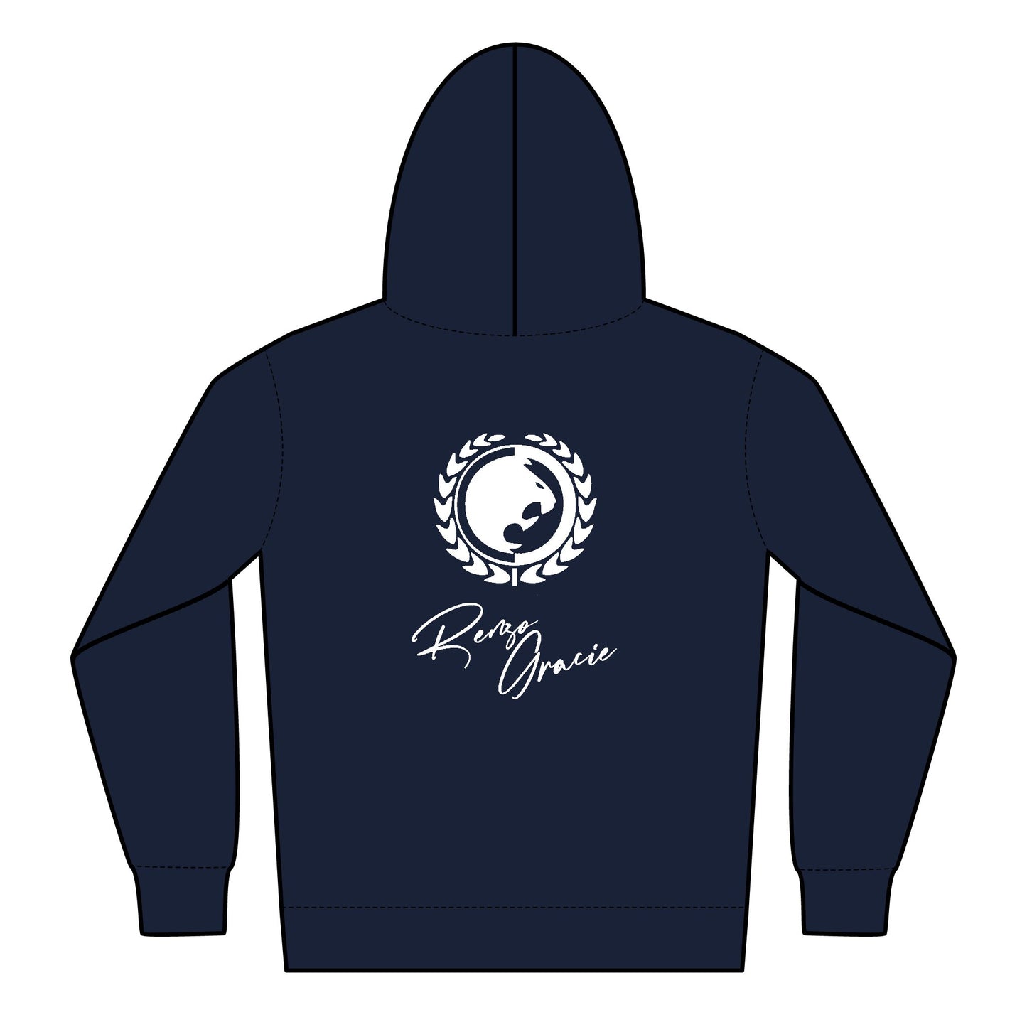 Youth Heavy Blend Zipped Hoodie - White Renzo Gracie Logo